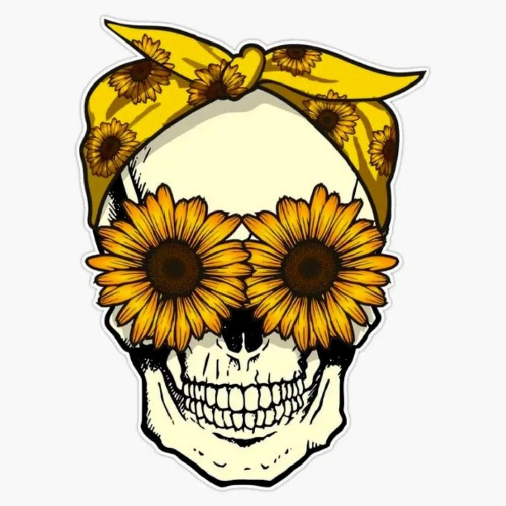 Skull Sunflower Eyes/Bandana Headband Vinyl Sticker